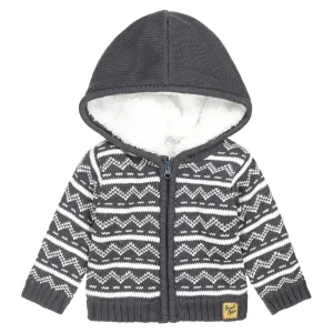 Baby & Toddler Boys Knitted Cardigan Dark Blue Fake Fur | Dirkje