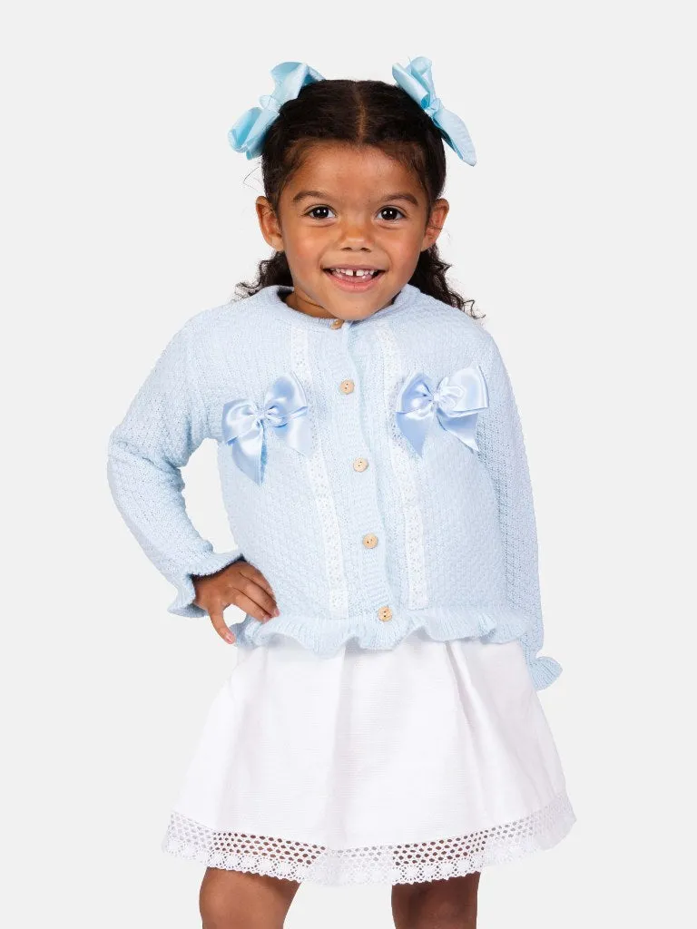 Baby Girl Cardigan & Bonnet Set - Baby Blue