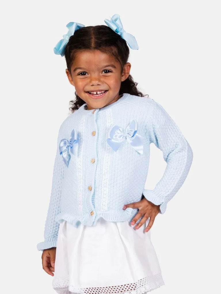 Baby Girl Cardigan & Bonnet Set - Baby Blue