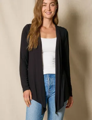 Bamboo Open Front Jacket - Black