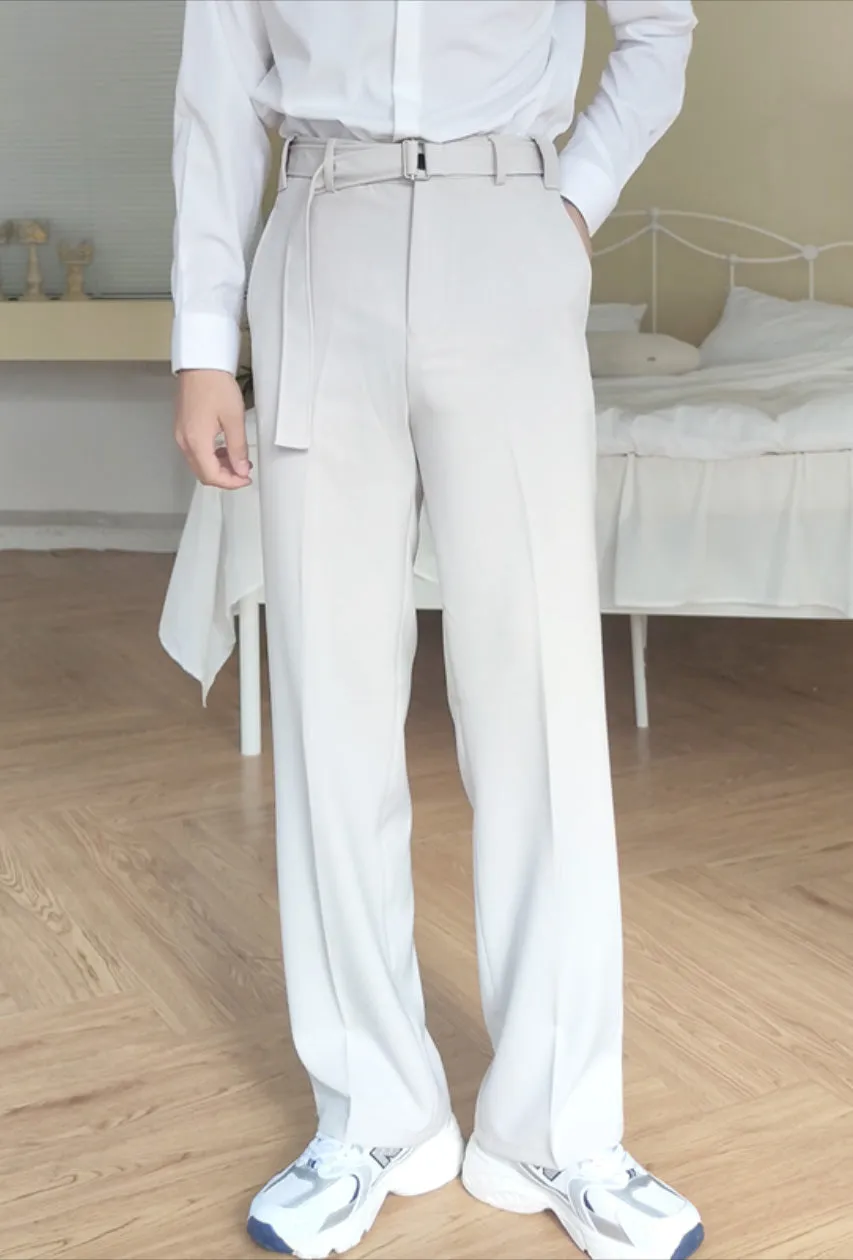 Belted iron-free Wide-Leg casual trousers