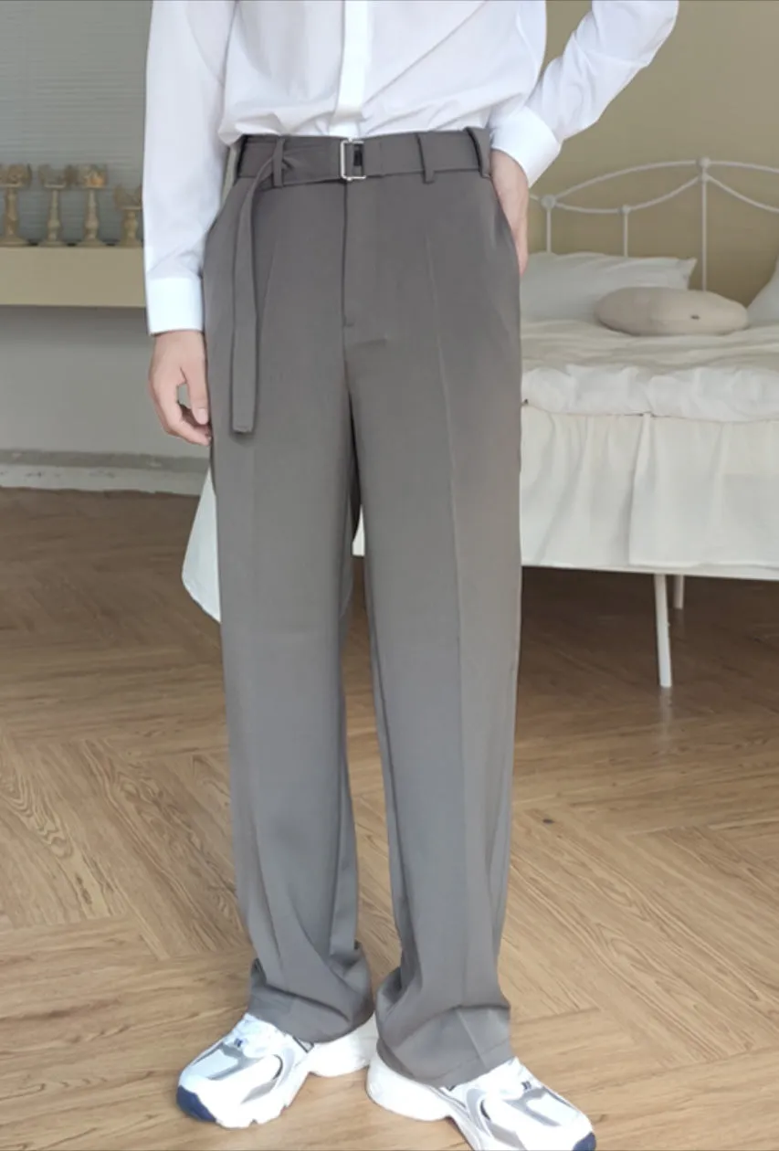 Belted iron-free Wide-Leg casual trousers