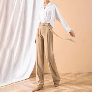 Belted Relaxed Full Length Pants