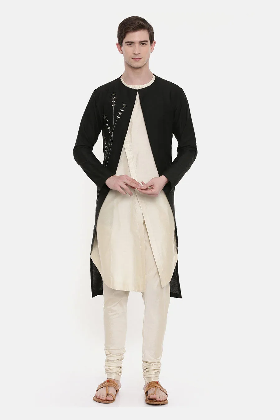 Black & Beige Double-Layered Kurta Set