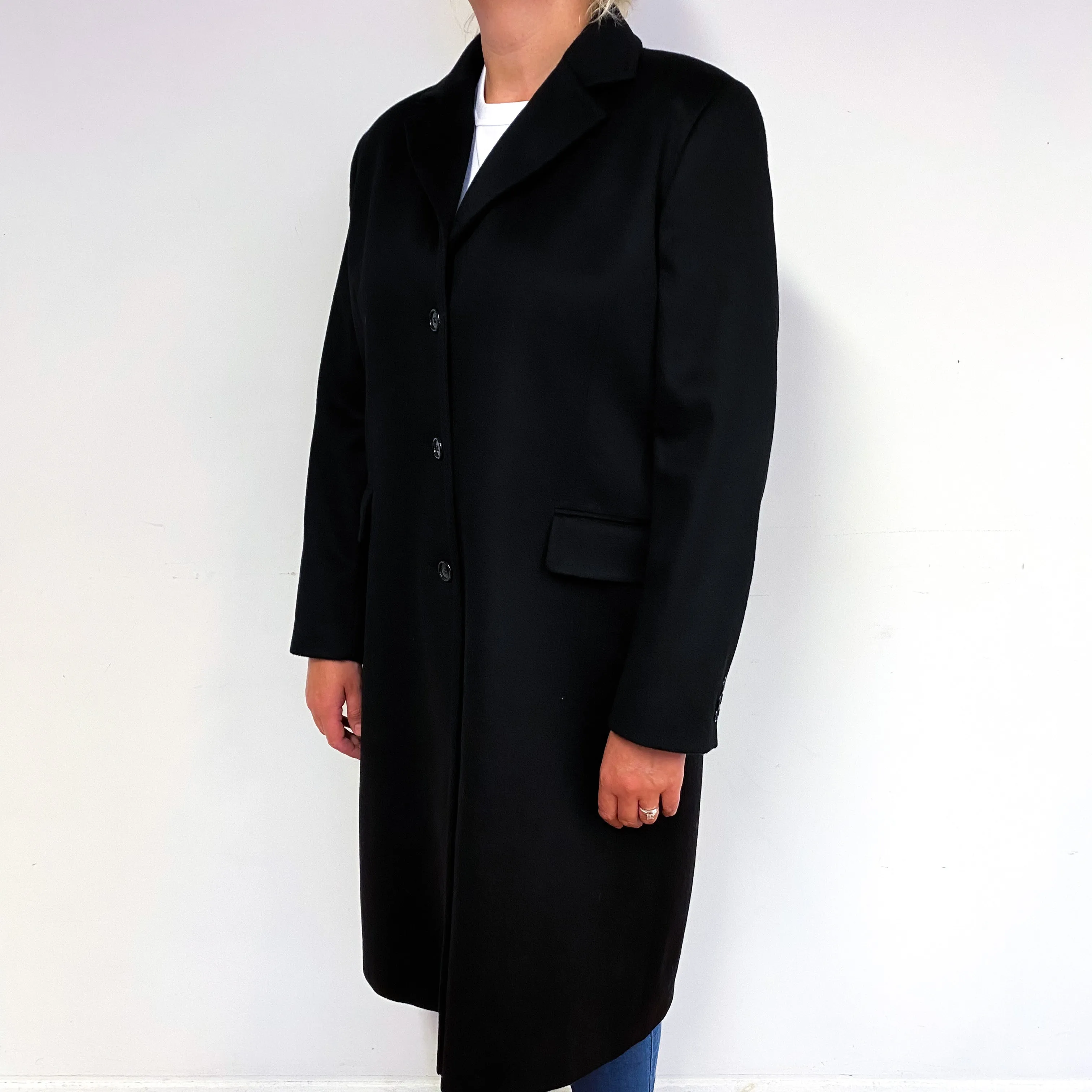 Black Cashmere Lined Coat UK Size 18 Large