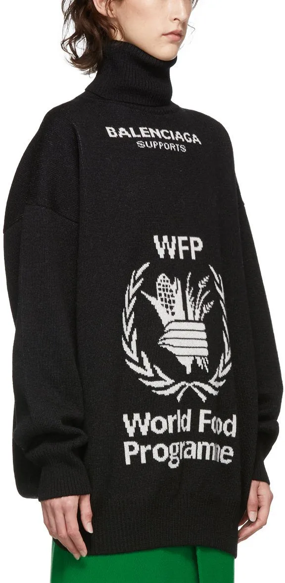 Black World Food Programme Turtleneck Sweater - Black or Navy Blue