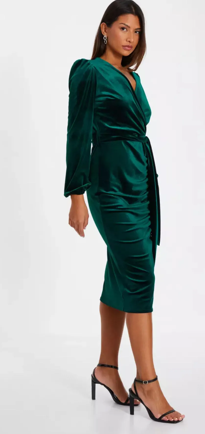 Bottle Green Velvet Dress