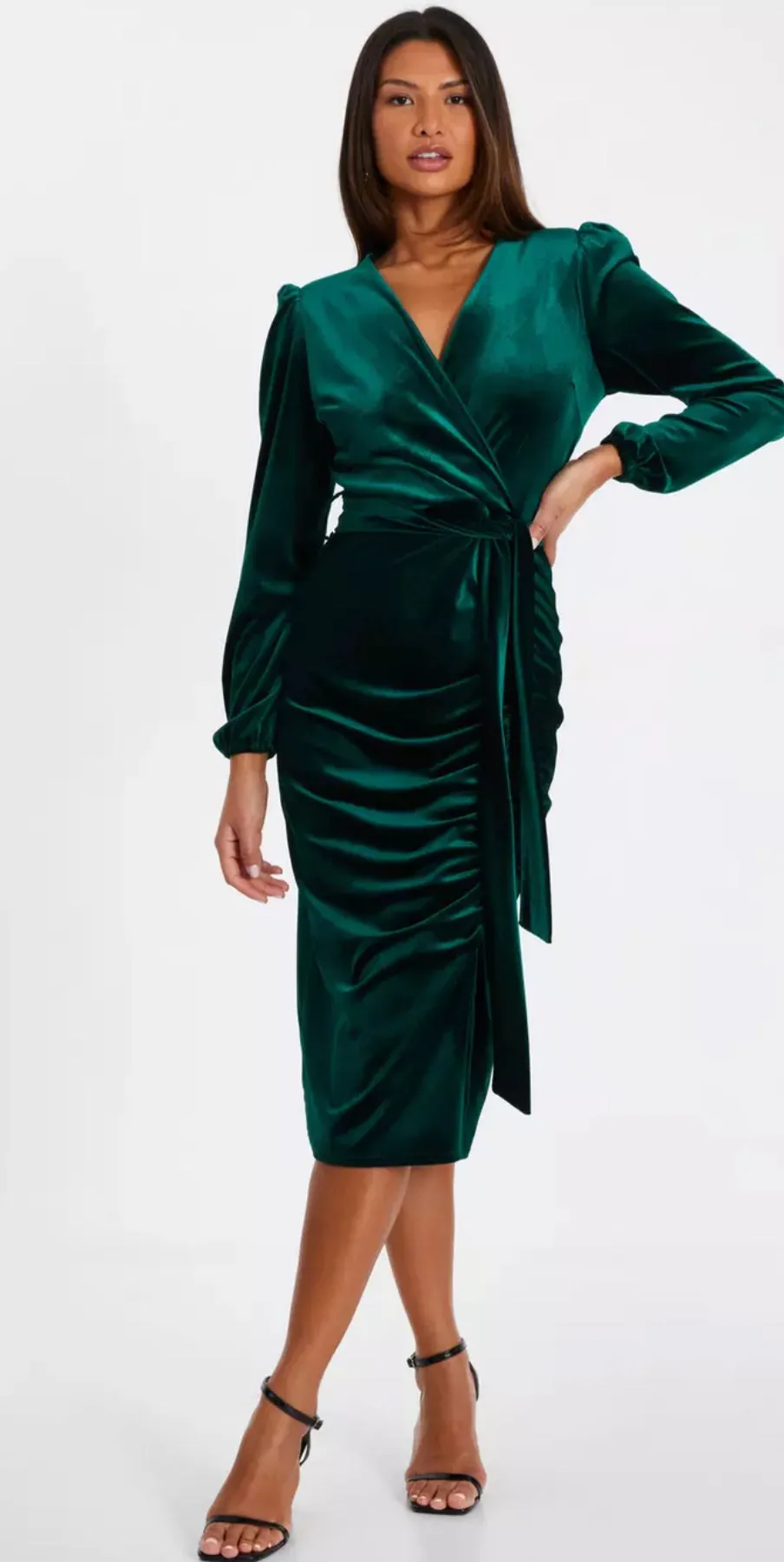 Bottle Green Velvet Dress