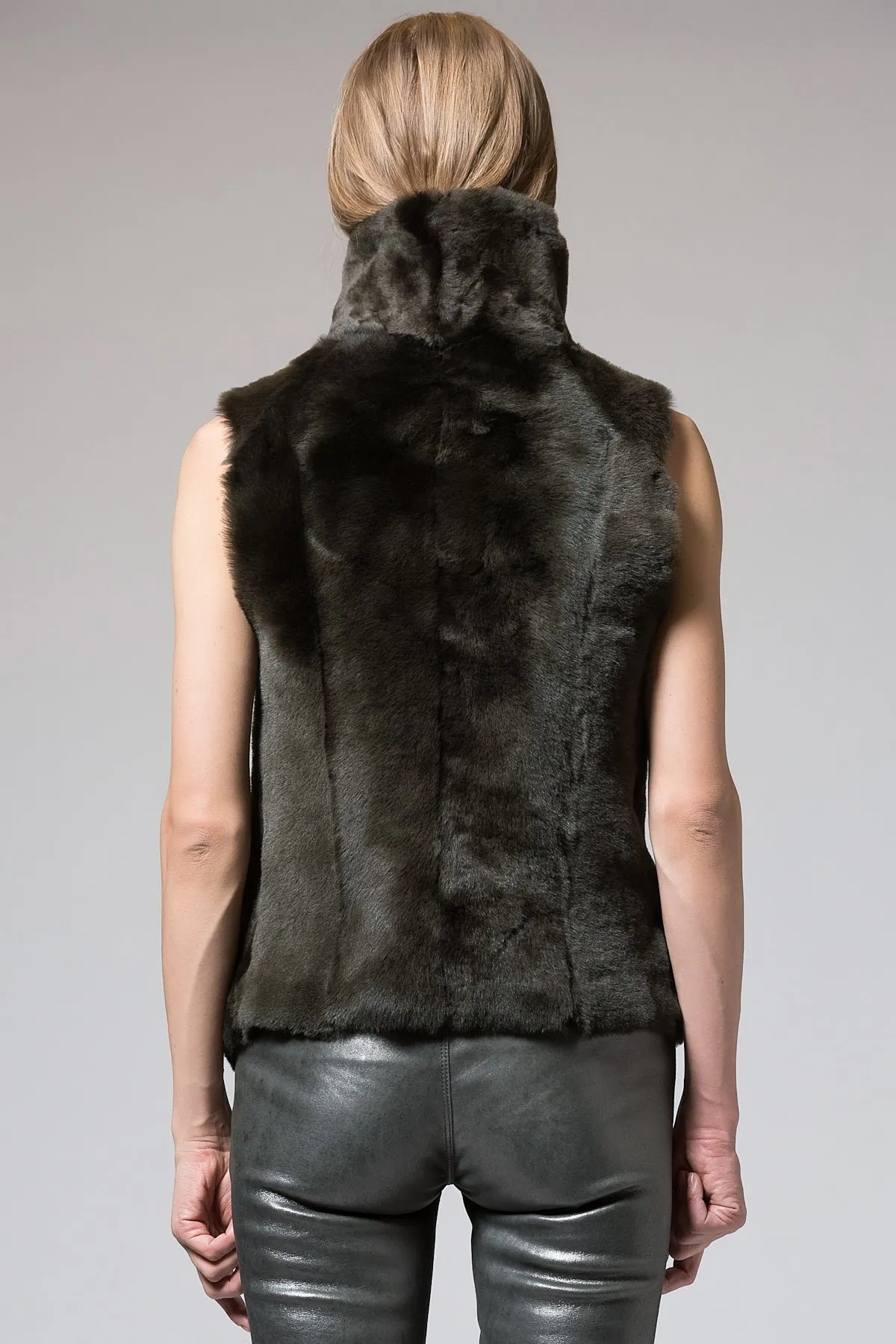 Brown Anthracite Shearling Vest