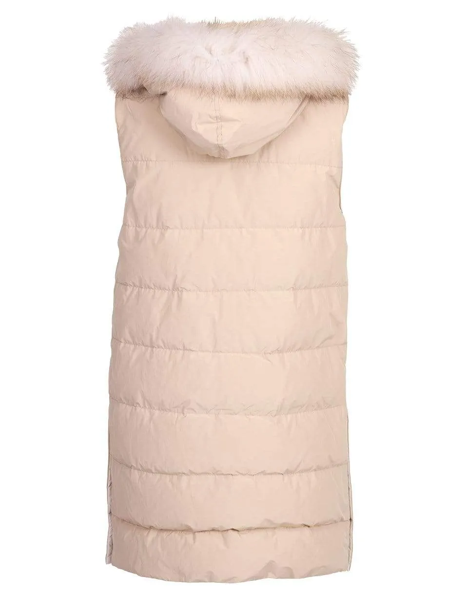 Cashmere and Puffer Vest Double Coat