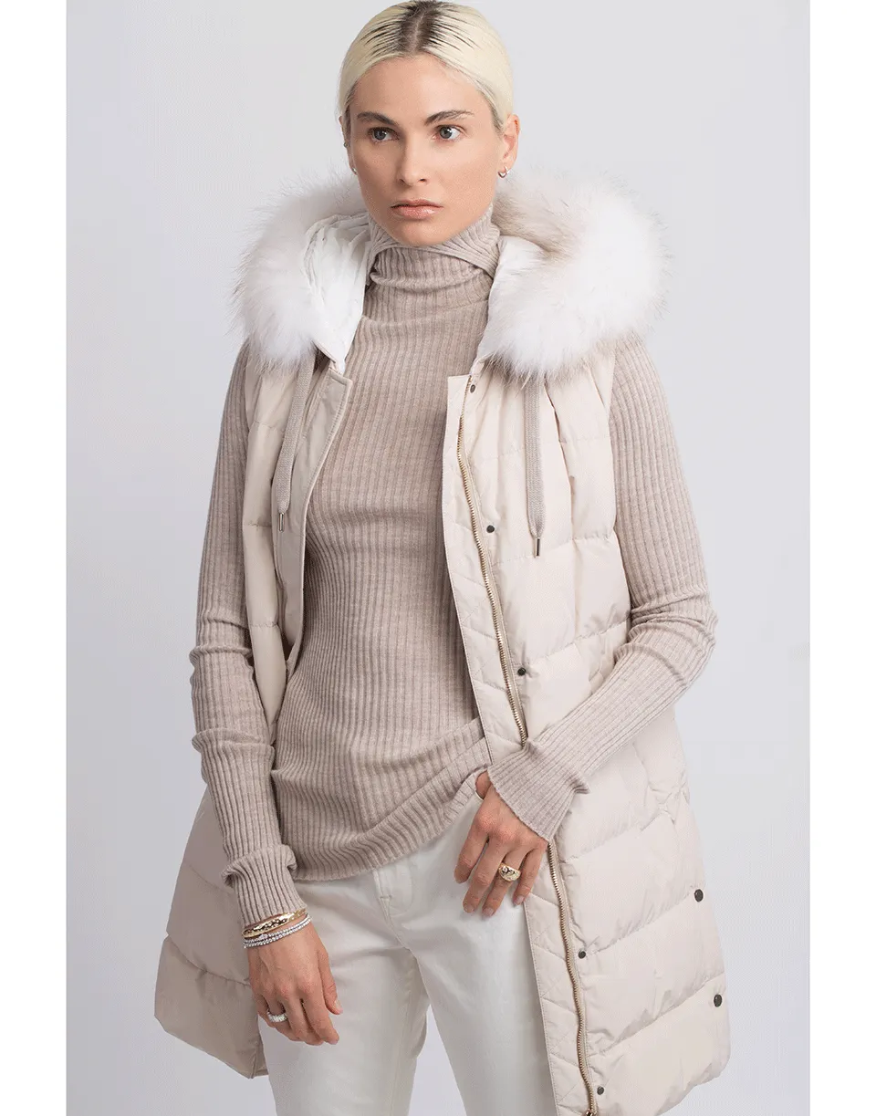 Cashmere and Puffer Vest Double Coat