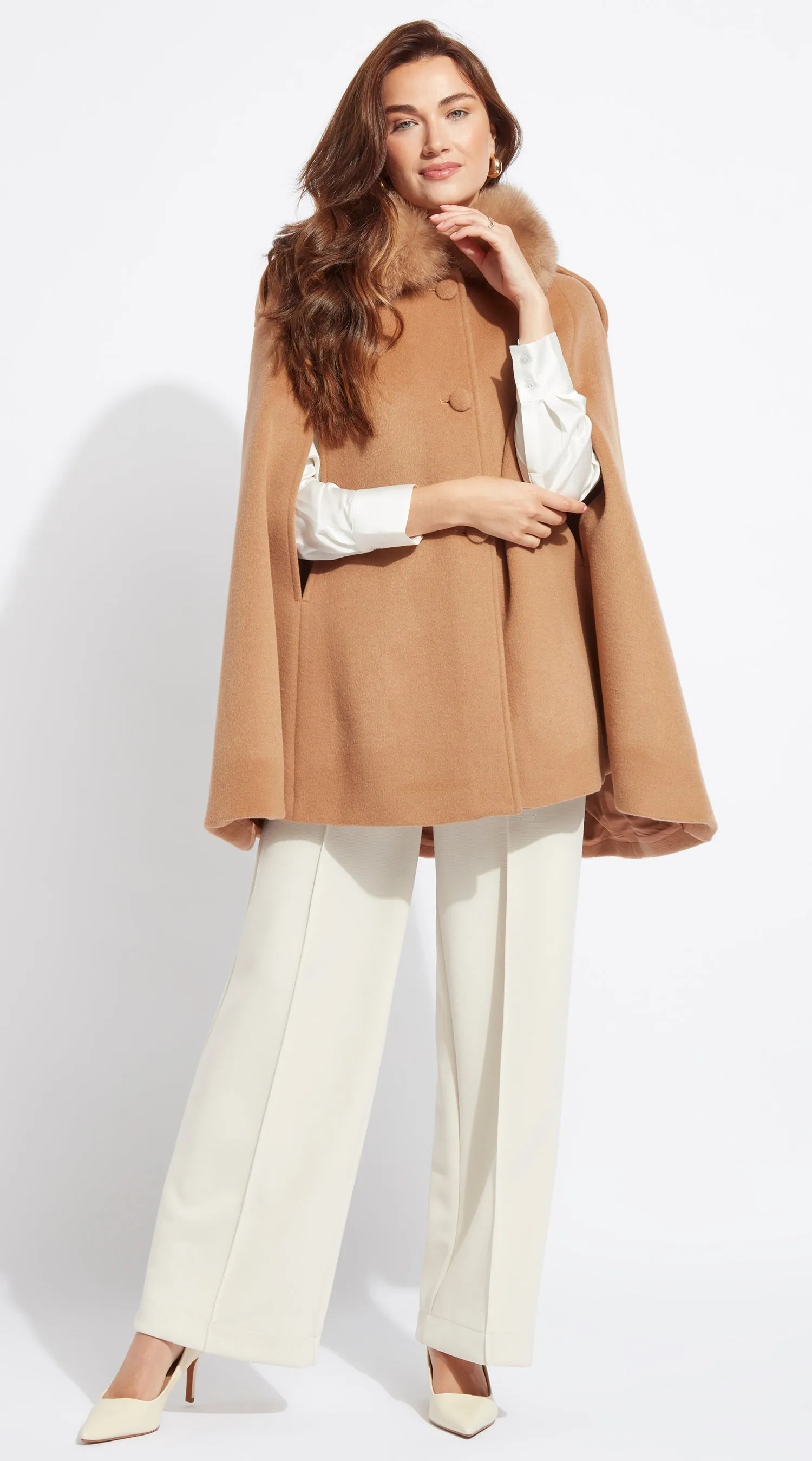 Cashmere Cape Coat - Camel