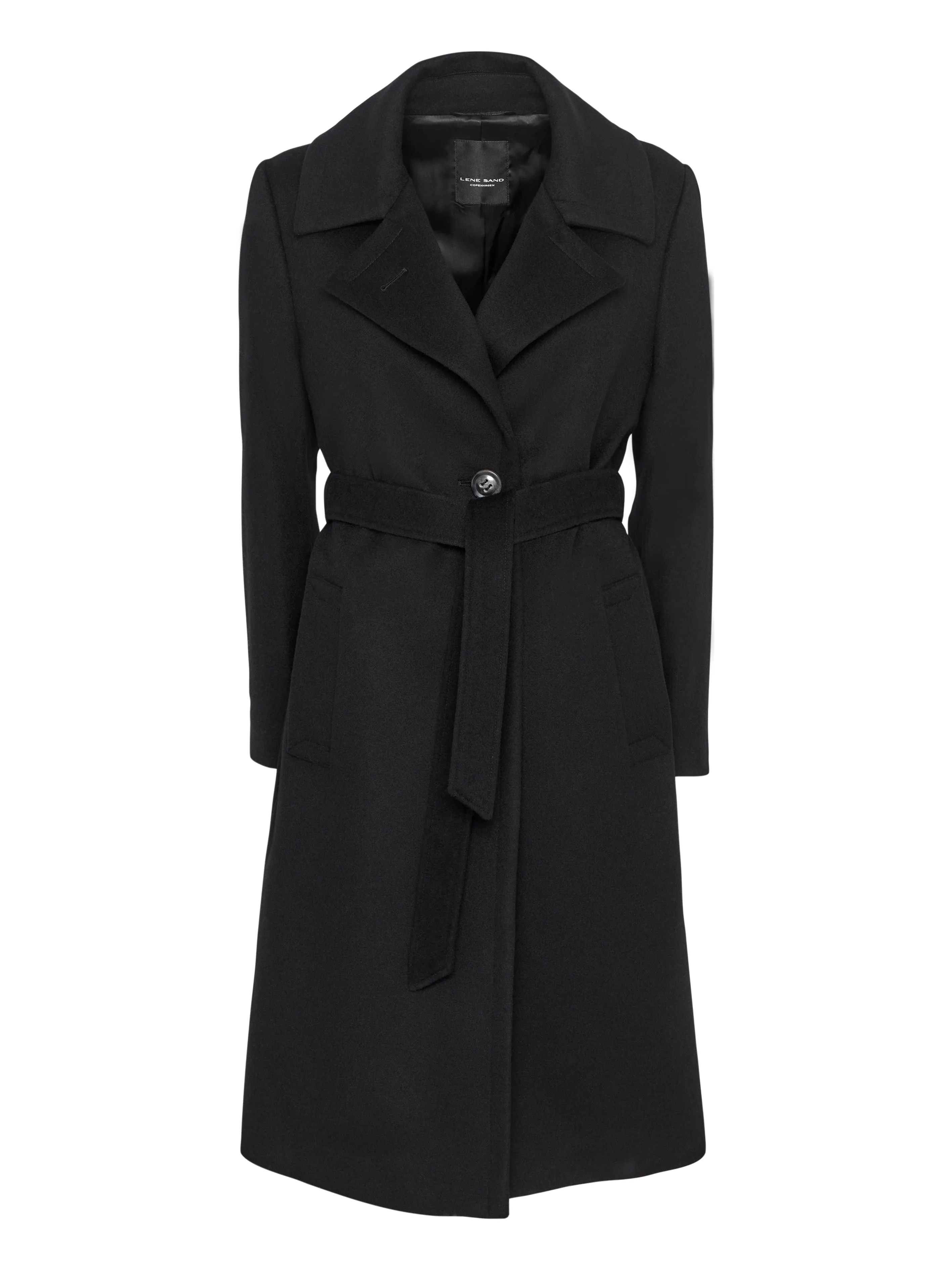 Cashmere Coat W Clareta Belt Midi - Ebony Black