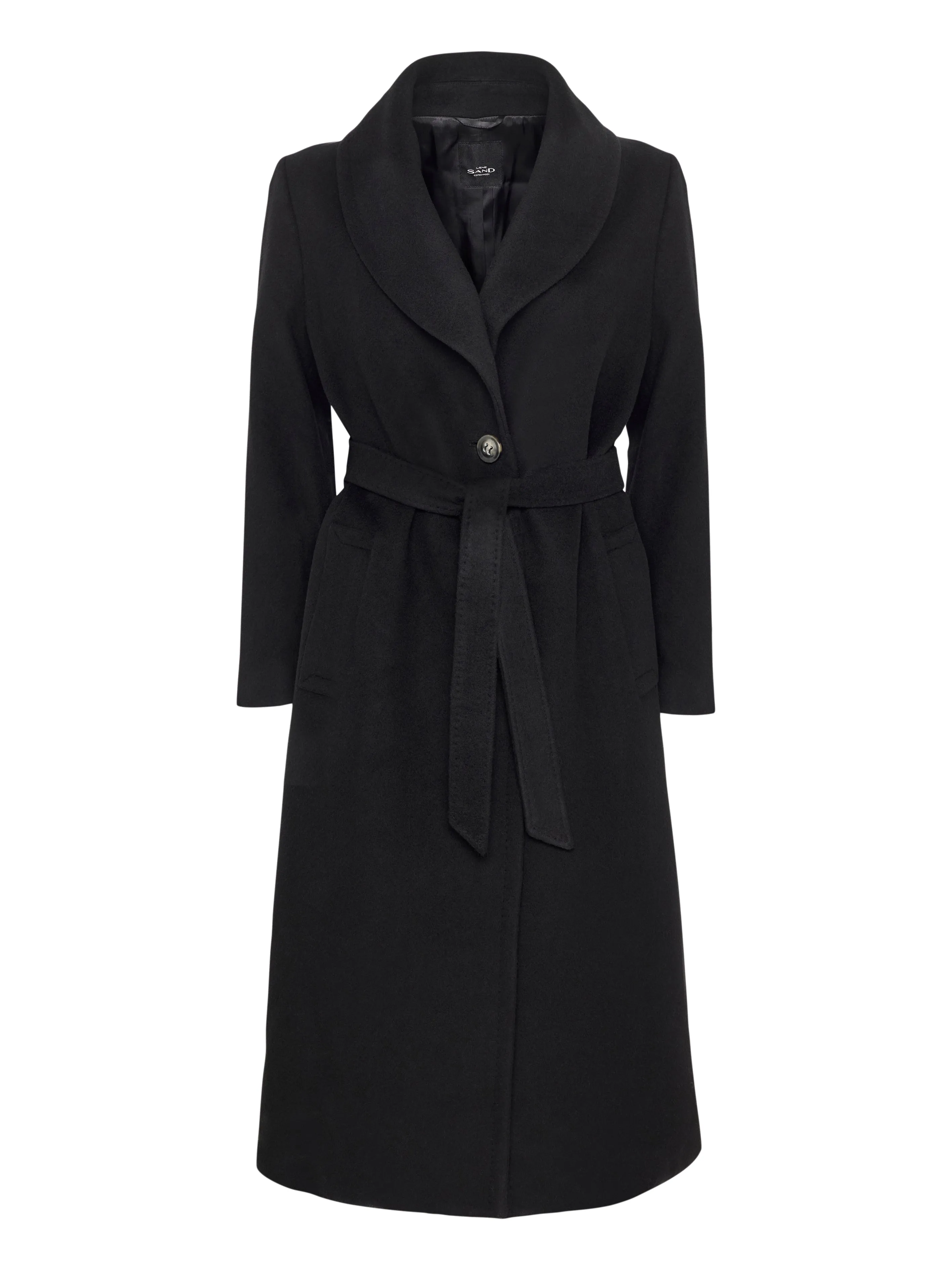 Cashmere Coat W Clareta Shawl - Ebony Black