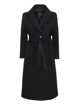 Cashmere Coat W Clareta Shawl - Ebony Black