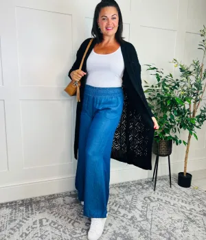 Chambray Wide Leg Trousers