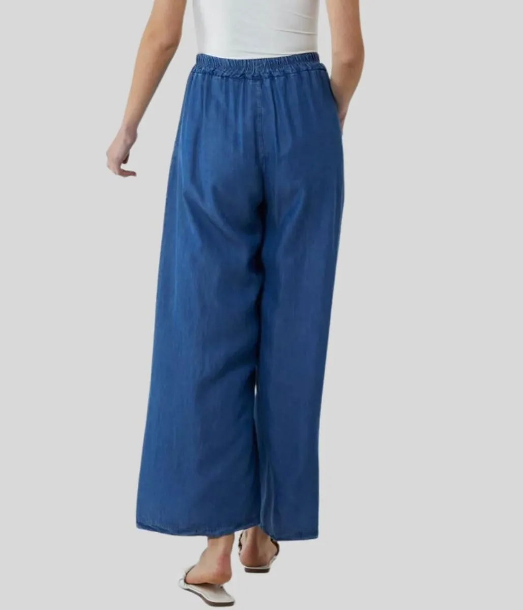 Chambray Wide Leg Trousers