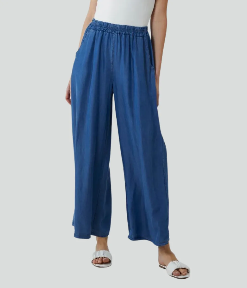 Chambray Wide Leg Trousers