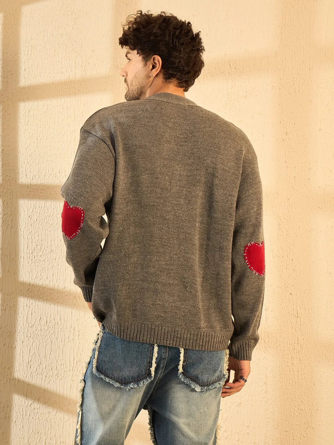 Charcoal Heart Knitted Cardigan