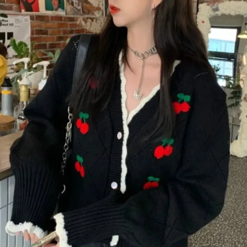 Charming Cherry Knit Cardigan