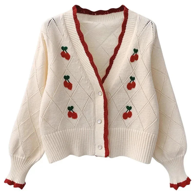 Charming Cherry Knit Cardigan