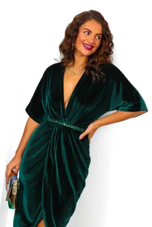 Cocktail OClock - Forest Velvet Wrap Dress