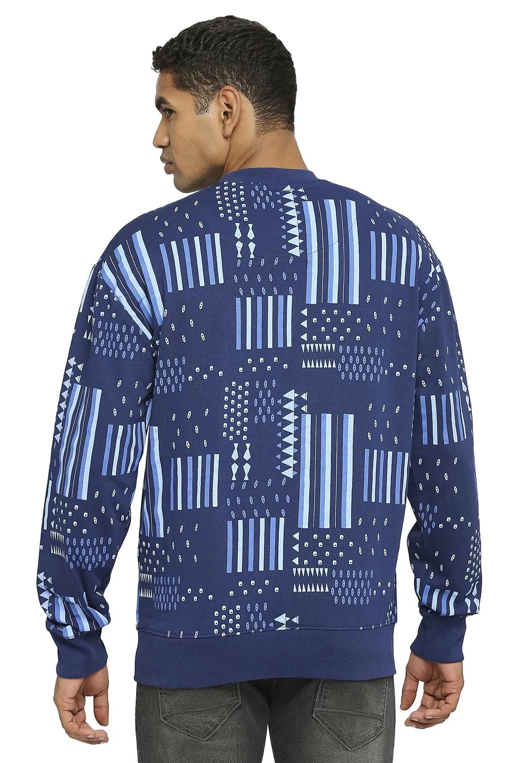 Comfort Fit Cotton Non Brushed Fleece Printed Pullover Sweatshirt