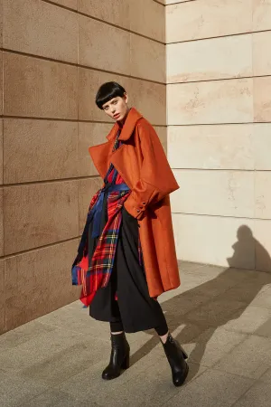 CRATHES orange - mid-length wool coat