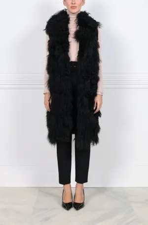 Curly Shearling Long Multitextured Vest