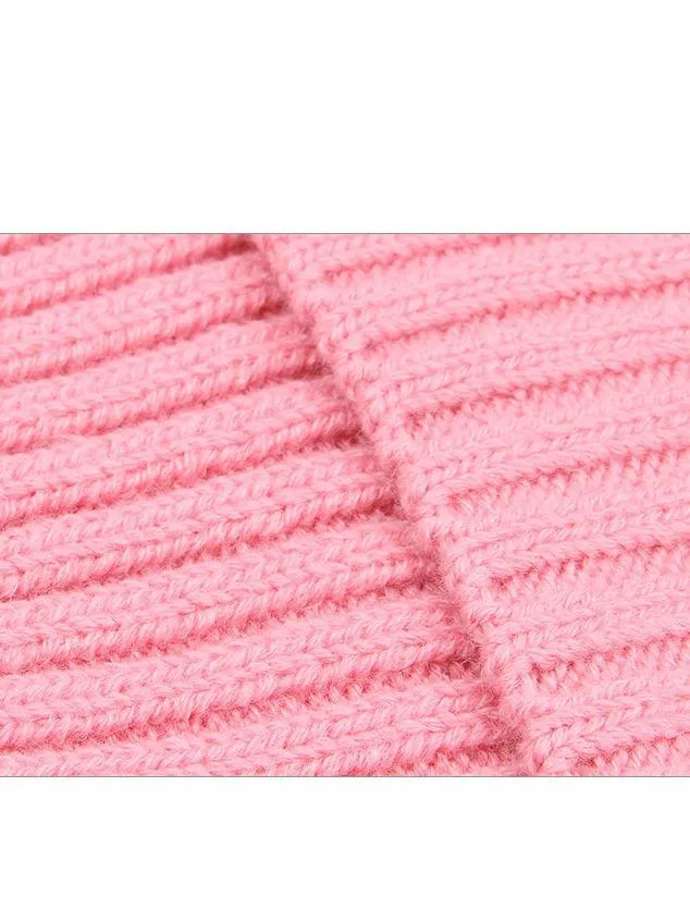 Cute Ball Trimmed Knitted Hat Solid Color for Autumn Winter