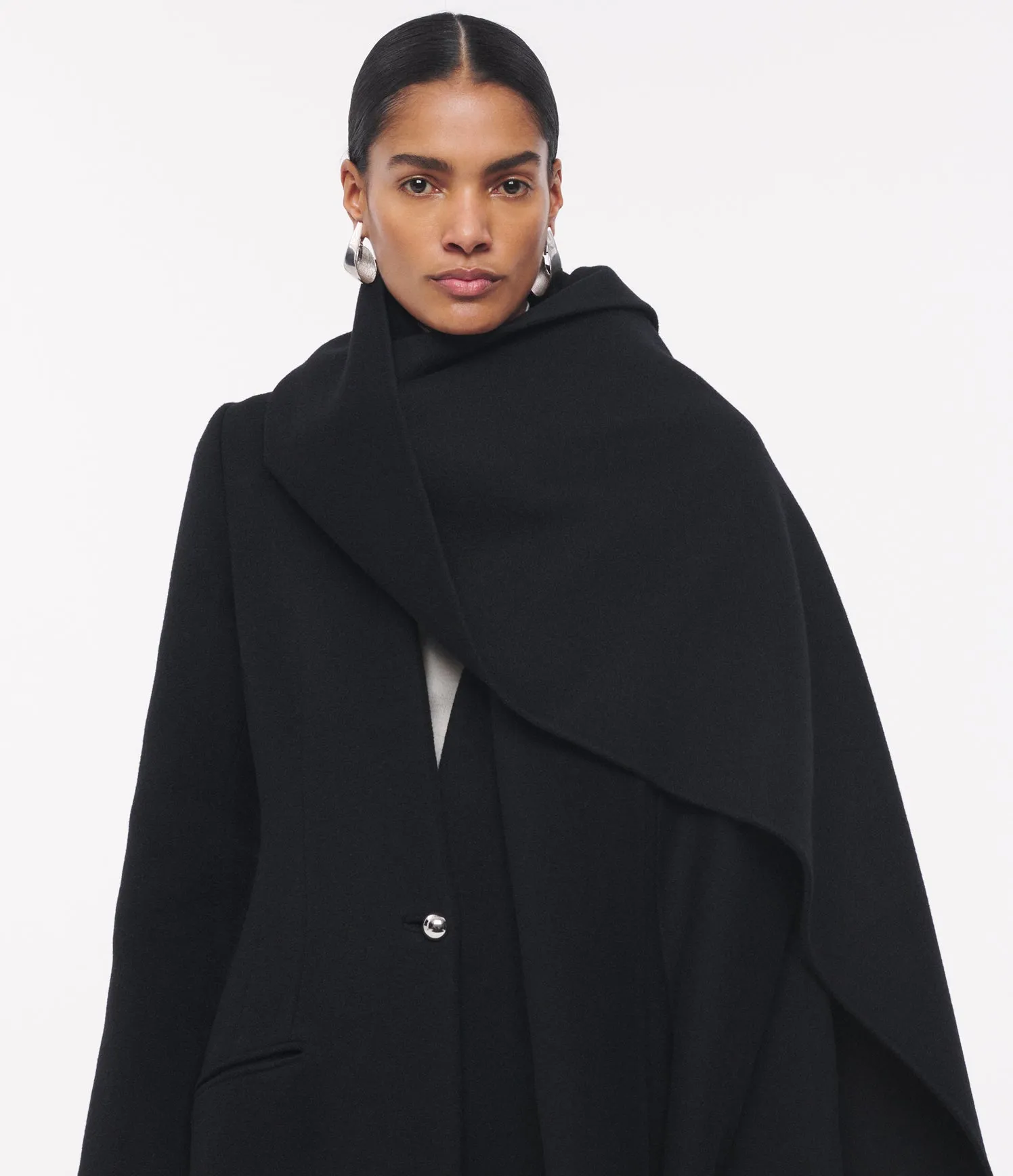 Deep V Scarf Coat