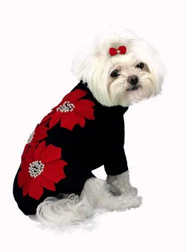 Dog Sweaters-Poinsettia Flowers