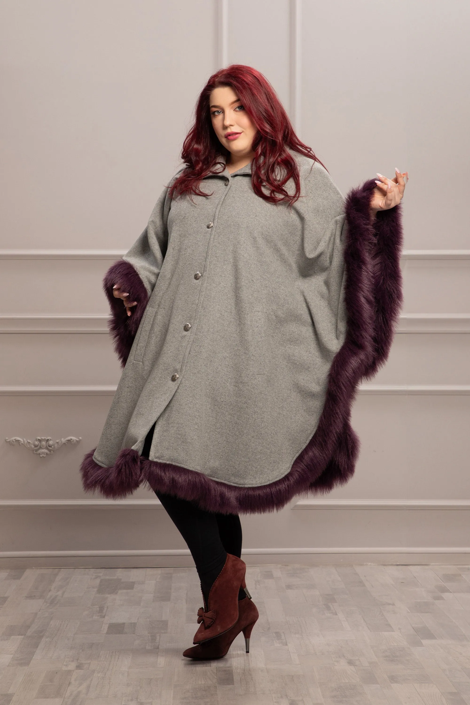 FAUX FUR CAPE COAT