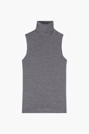 FINE MERINO SLEEVELESS TURTLENECK