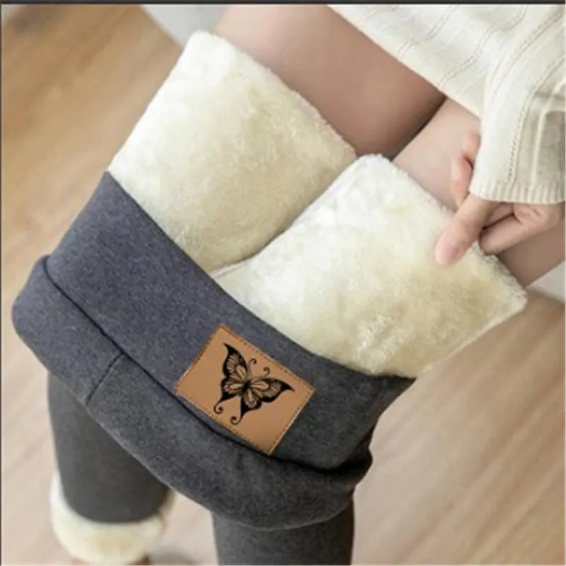 Flytonn-Women Lamb Fleece Legging Seamless High Waist Thick Thermal Legging Fashion Winter Warm Female Tights Insulated Pantalon Pants