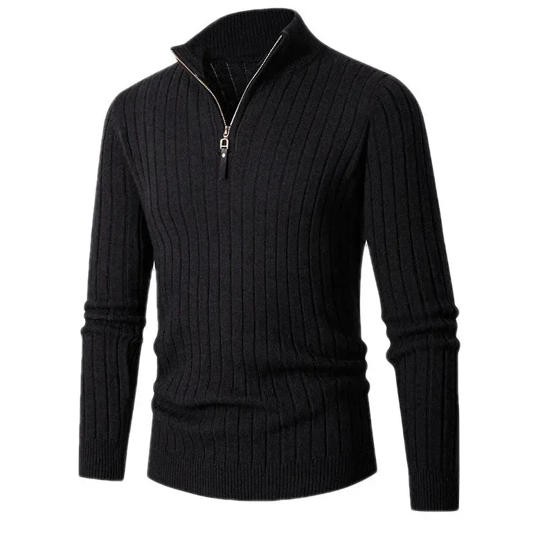 Funki Buys | Sweaters | Men's Mock Neck Vertical Stripe Pullover