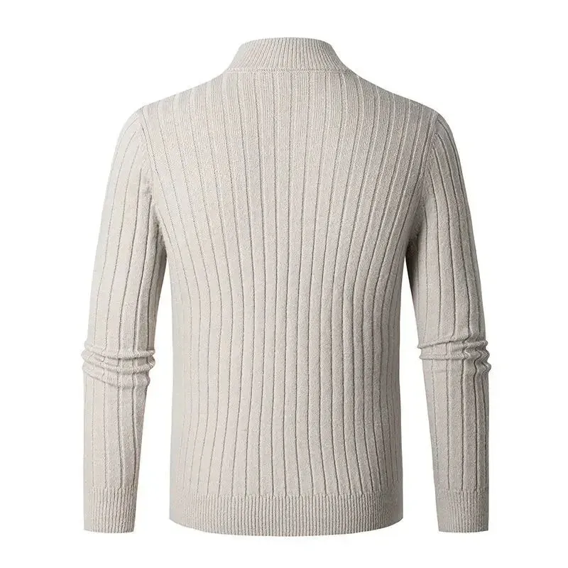 Funki Buys | Sweaters | Men's Mock Neck Vertical Stripe Pullover