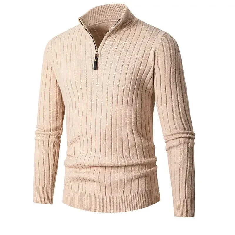 Funki Buys | Sweaters | Men's Mock Neck Vertical Stripe Pullover