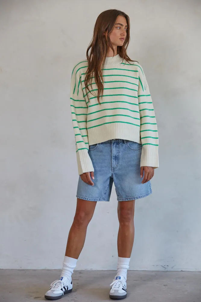 Geneva Green Striped Sweater