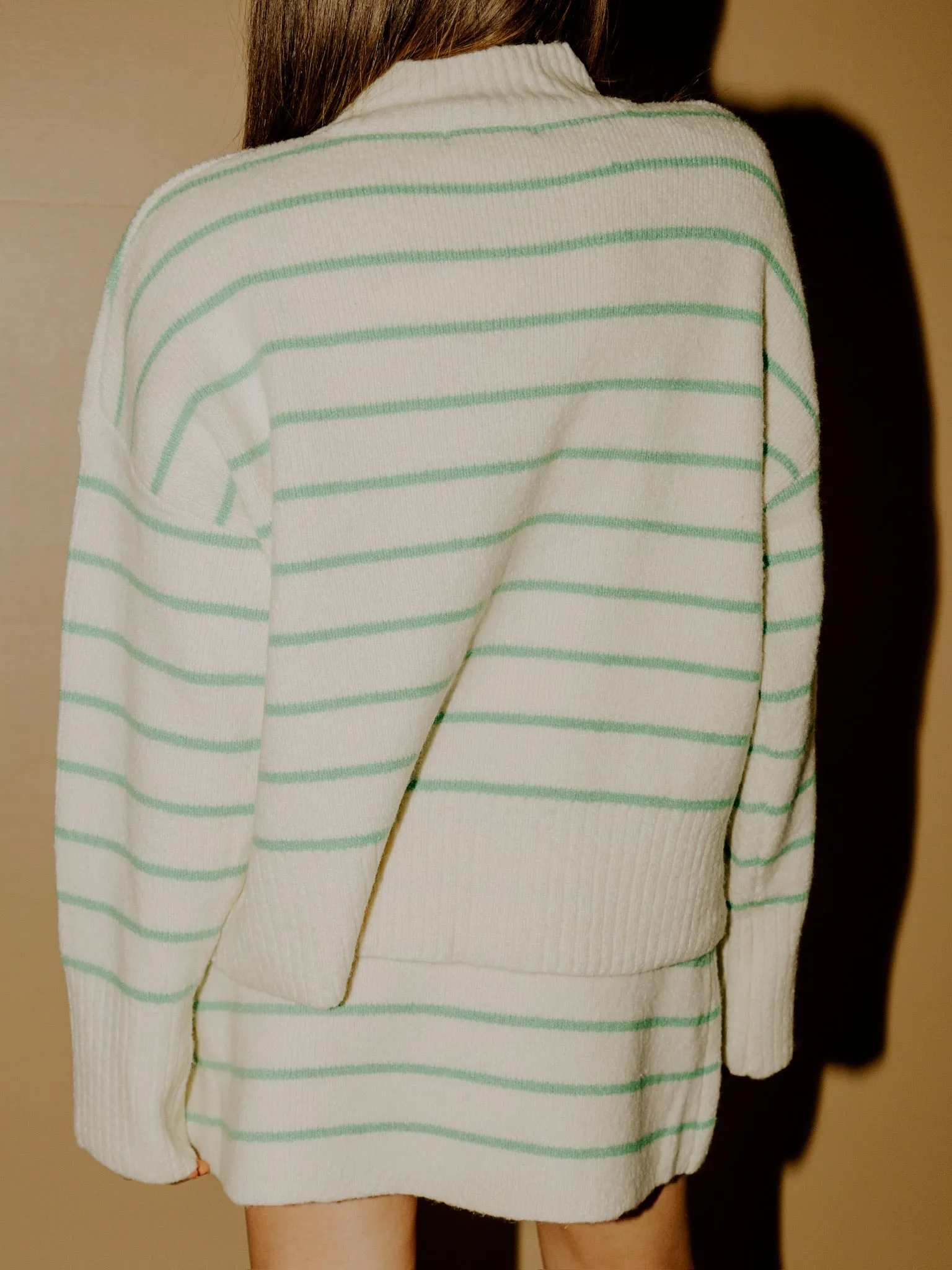 Geneva Striped Sweater - Cream/Green