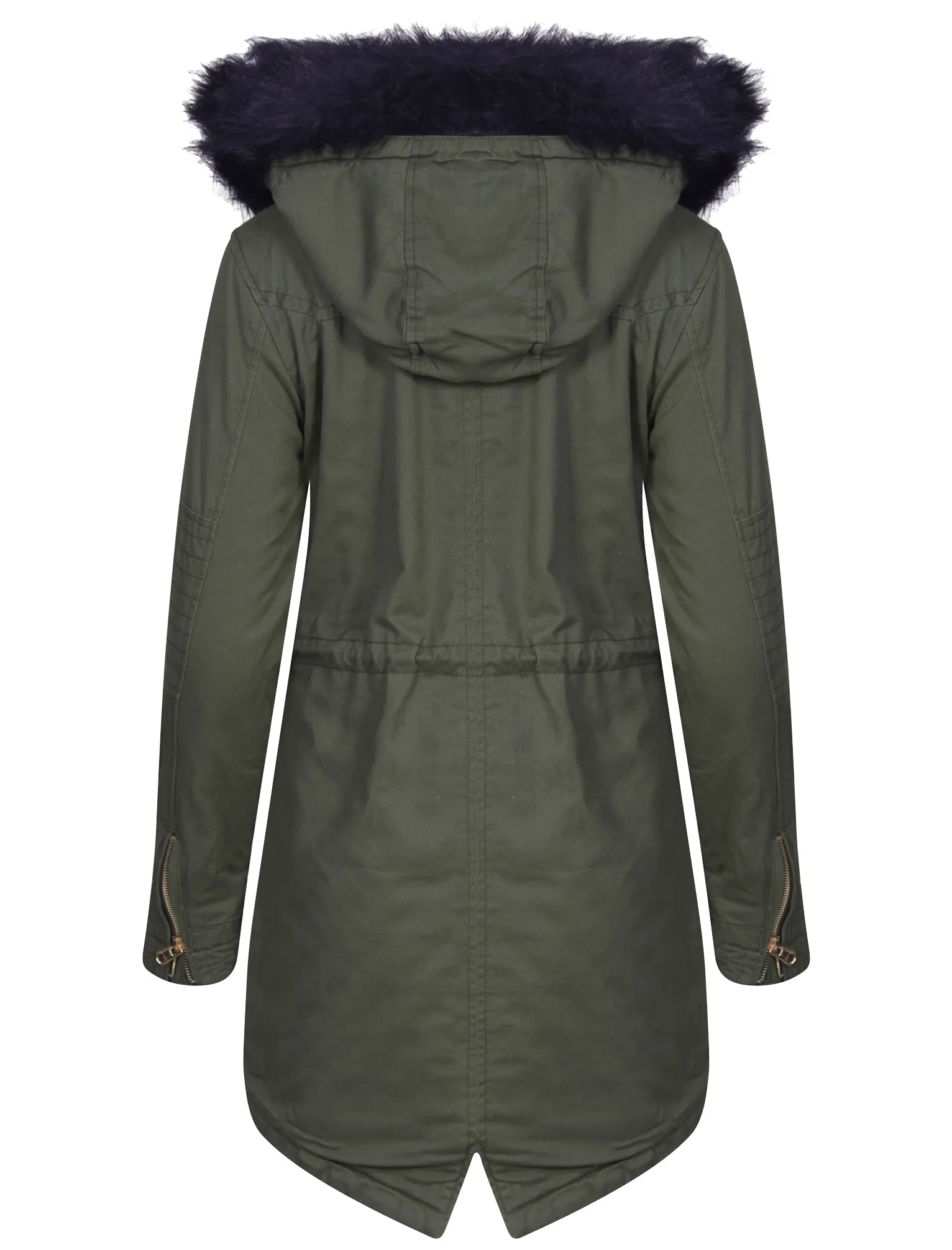 Heidi Detachable Fur Trim Parka Jacket in Amazon Khaki - Tokyo Laundry