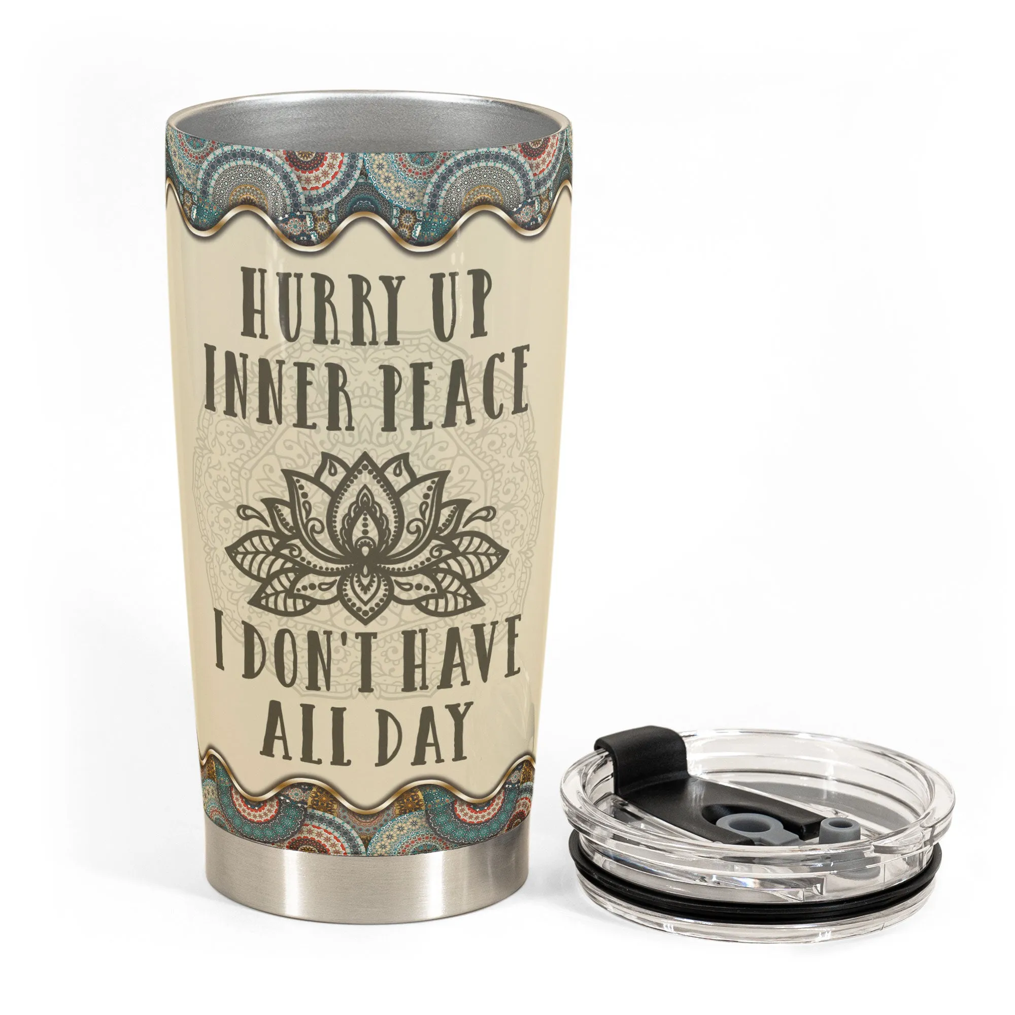 Hurry Up Inner Peace I Don't Have All Day - Personalized Tumbler Cup - Gift For Yoga Lover