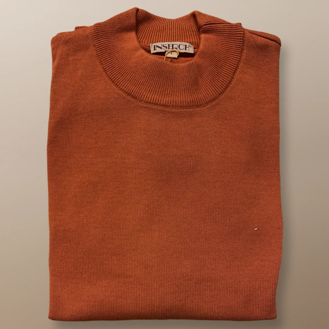 Inserch Cotton Blend Mock Neck Sweater Orange 4308-00029