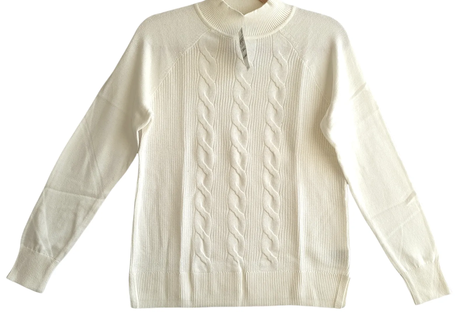 Karen Scott Women's Winter White Cable Mock Neck Sweater Size Medium