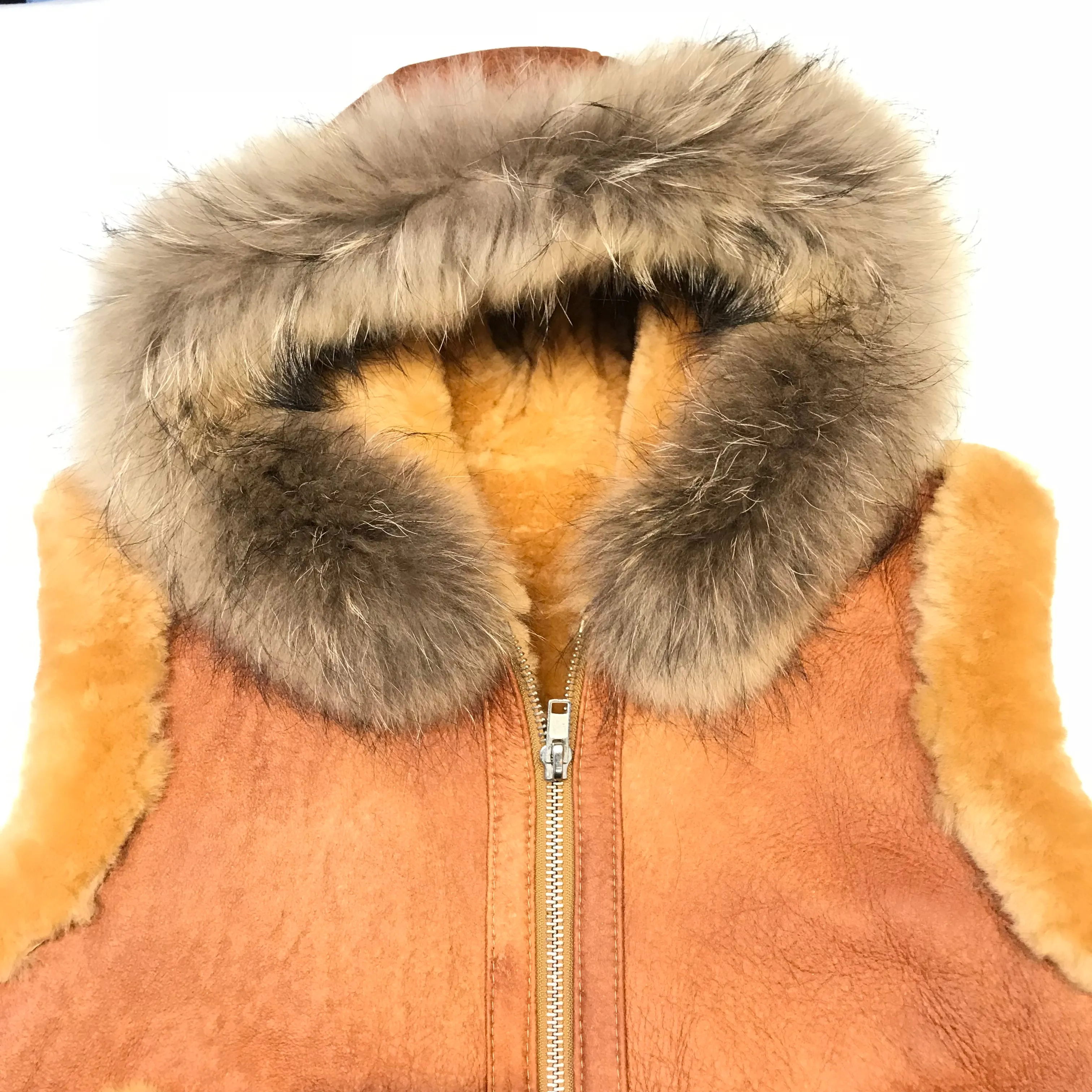 Kashani Cognac Fox Fur Shearling Vest