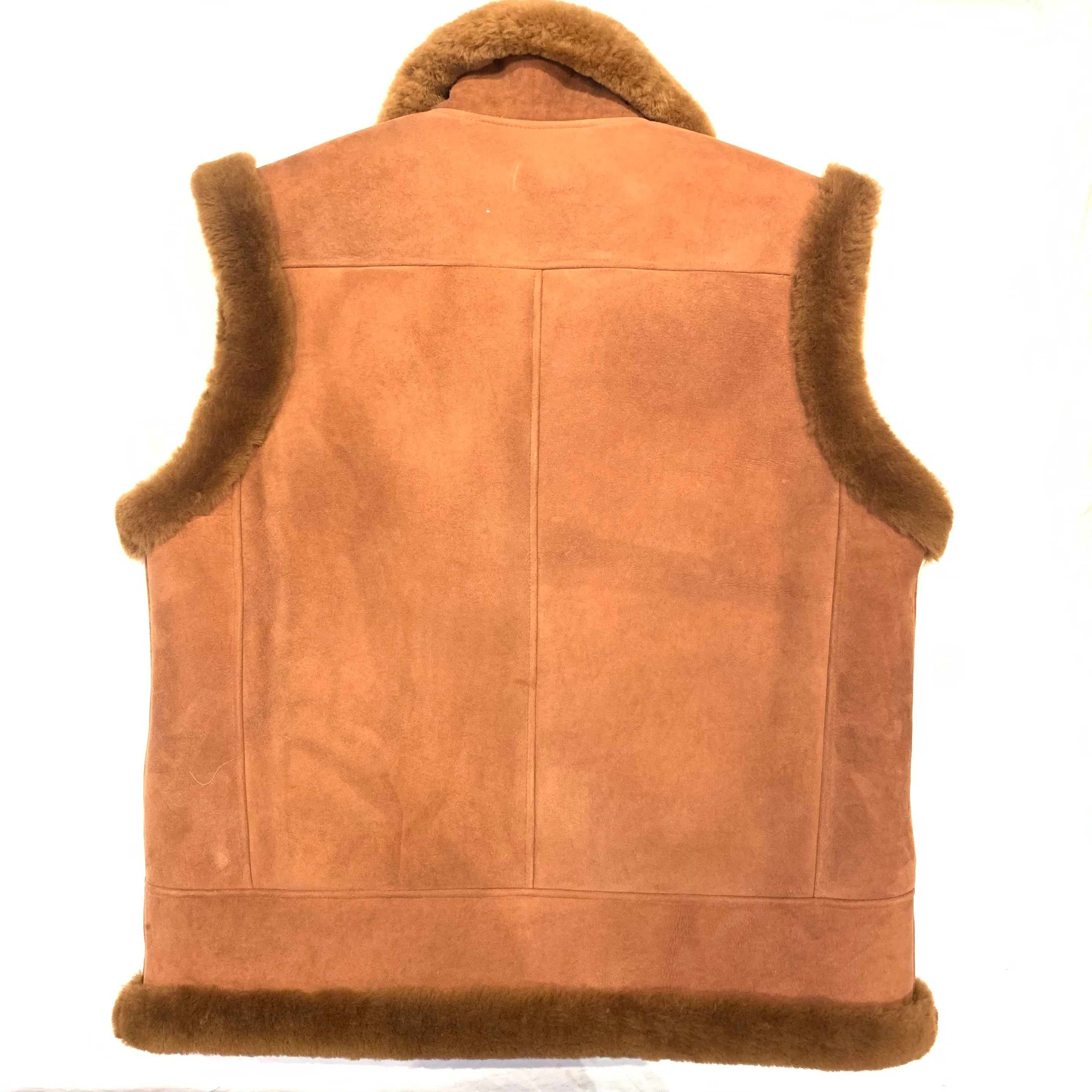 Kashani Men's Cinnamon Brown Suede Shearling Vest