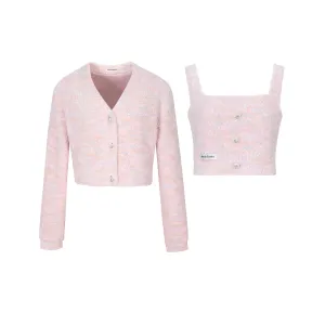 Knitted Cardigan Set in Pink