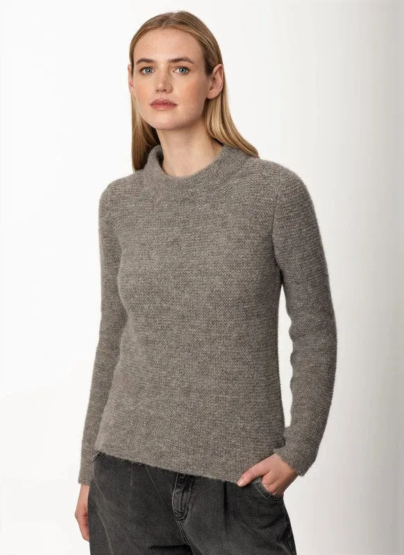 Links Stitch Mock Neck Sweater - Smoke - Fisherman Out of Ireland