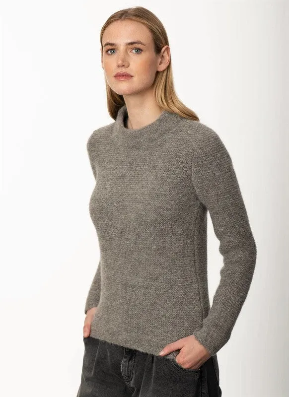 Links Stitch Mock Neck Sweater - Smoke - Fisherman Out of Ireland