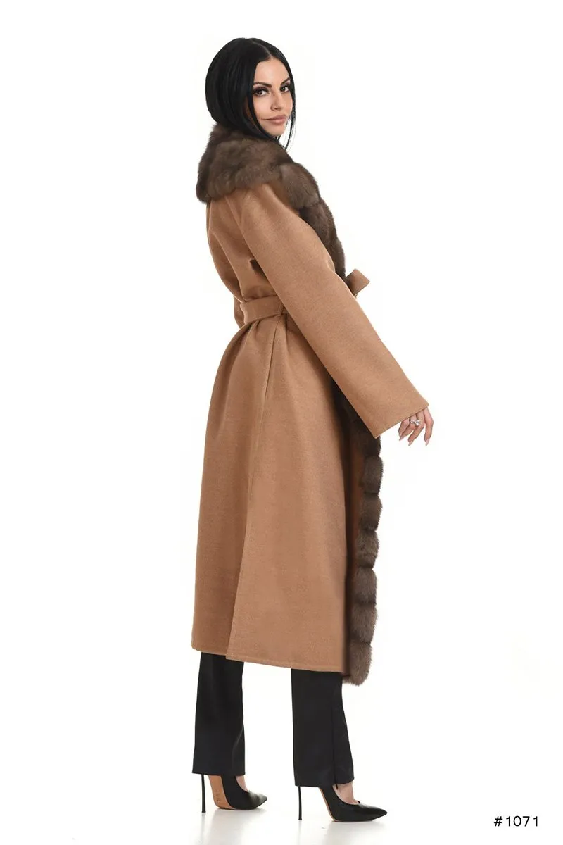 Long Loro Piana cashmere coat with sable